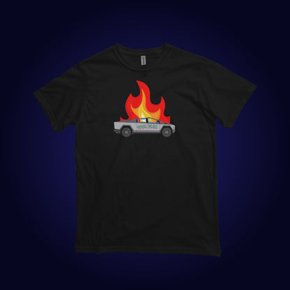 Fuck Elon Flaming Cybertruck Organic Tee
