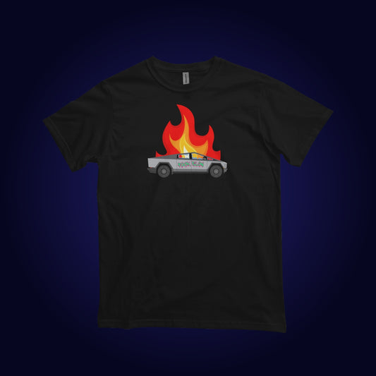 Fuck Elon Flaming Cybertruck Organic Tee