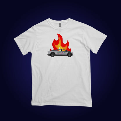 Fuck Elon Flaming Cybertruck Organic Tee